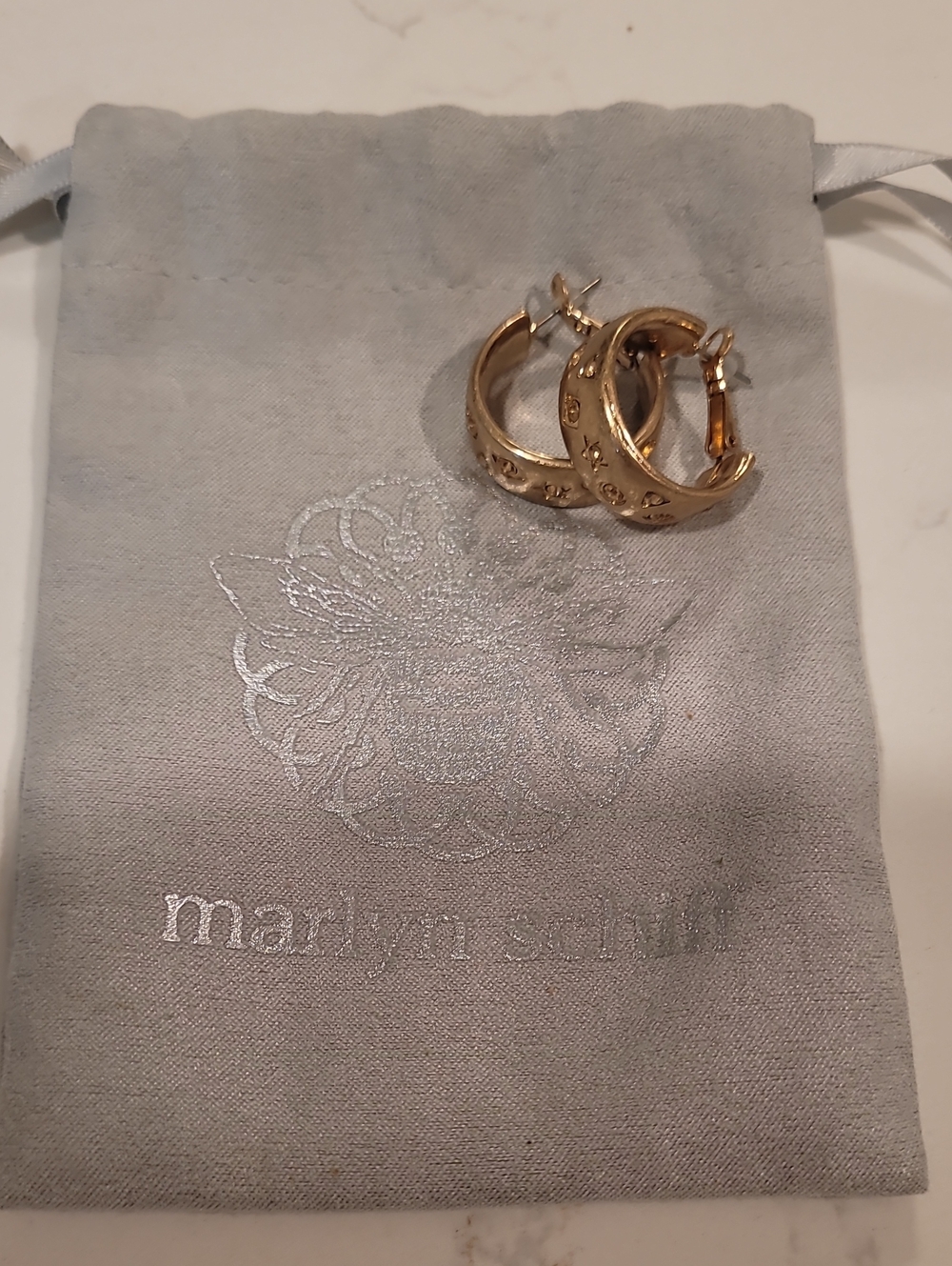 Marlyn Schiff Rose Gold-Tone Embossed Hoop Earrings